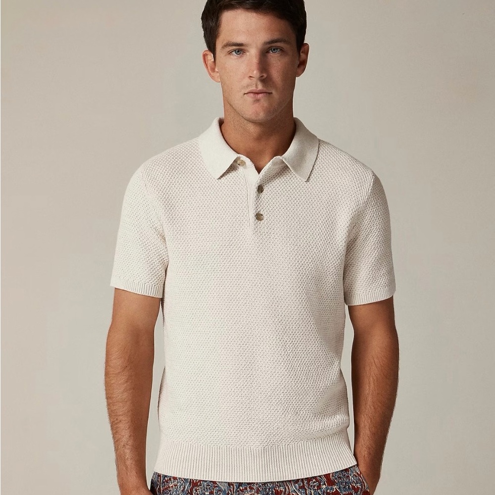 J.Crew Short-Sleeve cotton seed-stitch polo